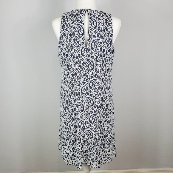 TOMMY HILFIGER dress lace tent sleeveless blue Sz 8 - Picture 4 of 6